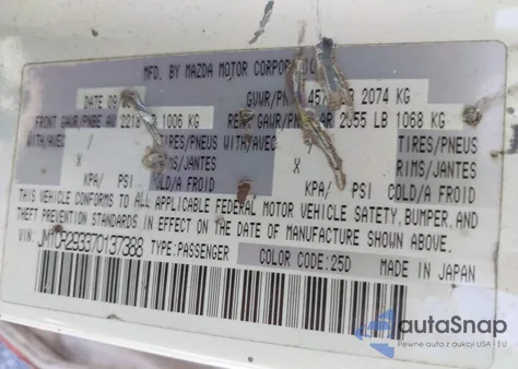 2007 Mazda Mazda5 Sport z USA, uszkodzony, nr VIN JM1CR293370137388